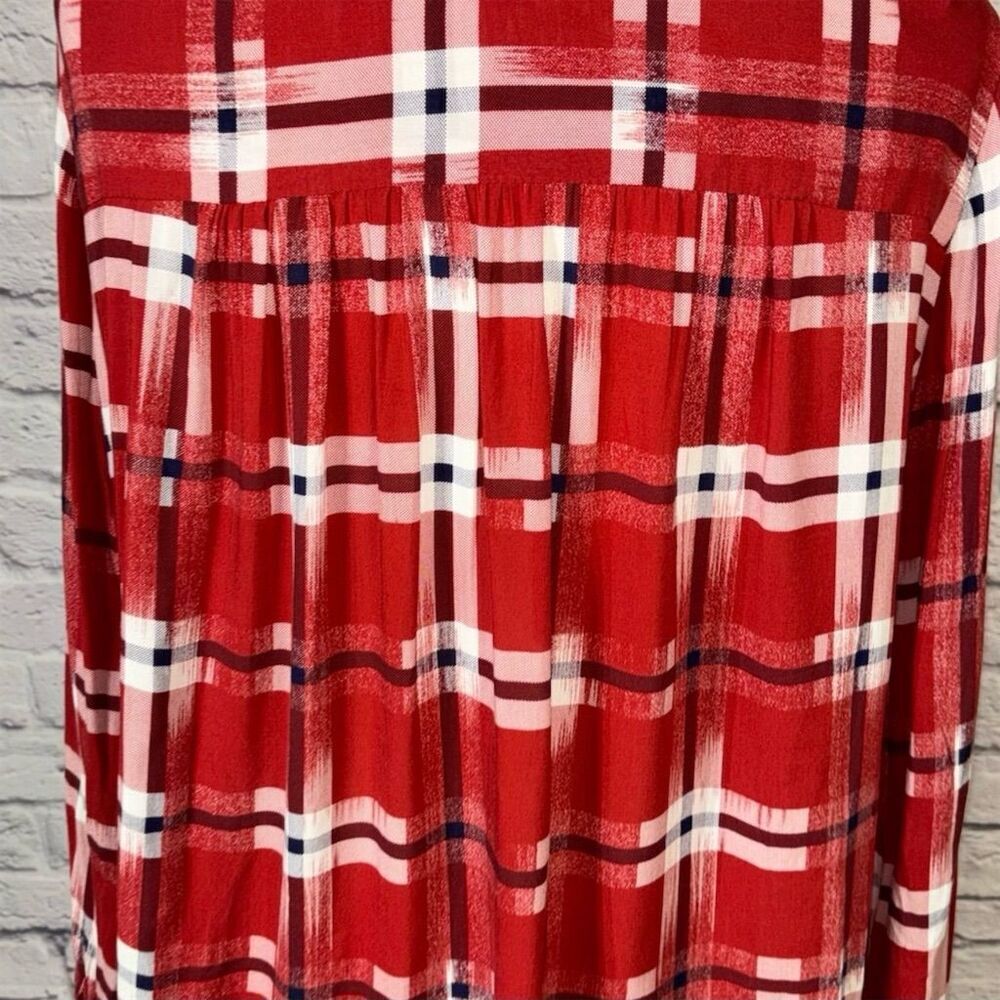 Liverpool Los Angeles Women's Plaid V-Neck Popover Top Size L Multicolor - Picture 6 of 9